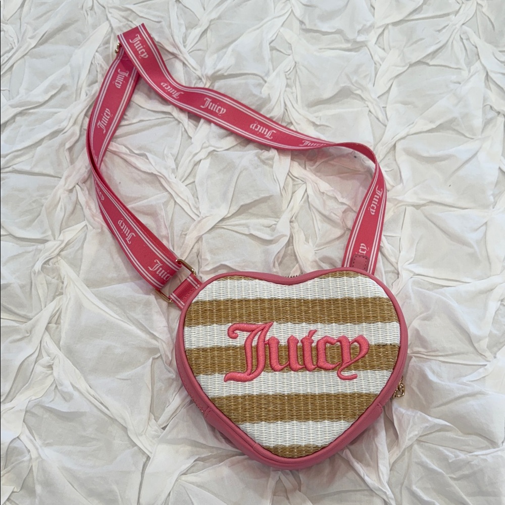 NWOT Juicy Couture Pink and Tan Heart Crossbody